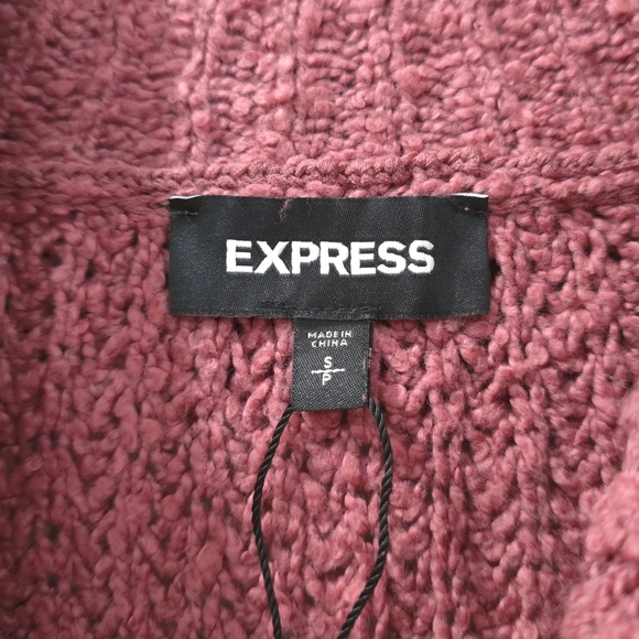 EXPRESS Nwt Cozy Chunky Knit Ruffle Sweater in Mauve Dusty Rose, Oversized, S - Picture 5 of 12